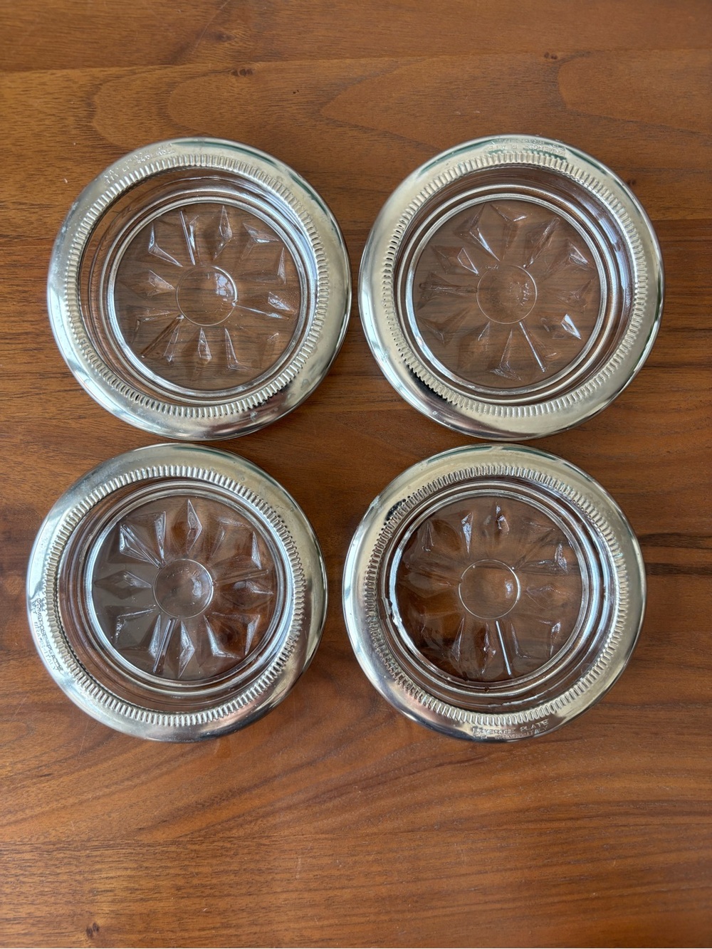 Primerose Plate Silver-Plated Glass Coasters - set of 4 - Picture 2 of 5